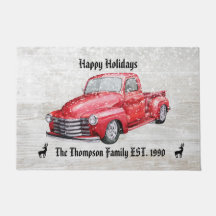 Happy Holidays niedlicher roter LKW Schneefall Fam
