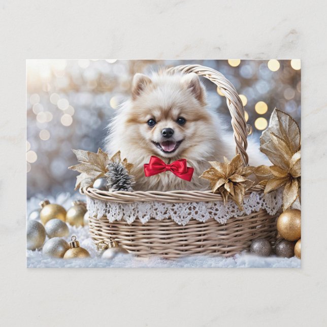 Happy Holidays Niedlicher Spitz Welpen Weihnachten (Vorderseite)