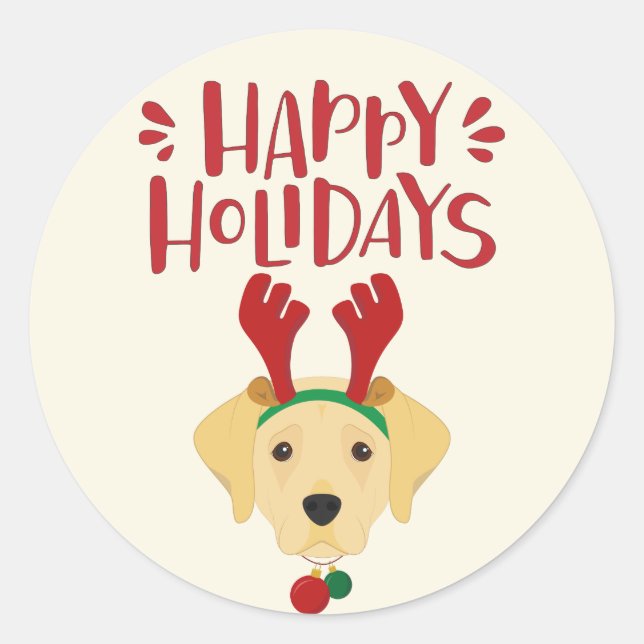 Happy Holidays - Niedliches Labrador Weihnachten Runder Aufkleber (Vorderseite)