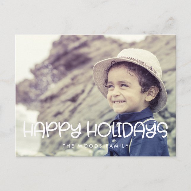Happy Holidays Niedliches Skript-Foto Postkarte (Vorderseite)