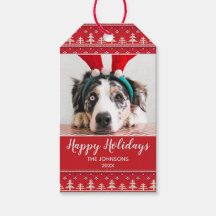Happy Holidays Nordic Pattern Foto Geschenkanhänger