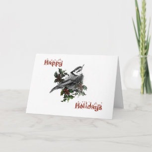 Happy Holidays Nuthatch Songbird Grußkarte Karte