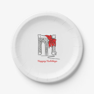 Happy Holidays NYC Brooklyn Bridge Weihnachten in Pappteller
