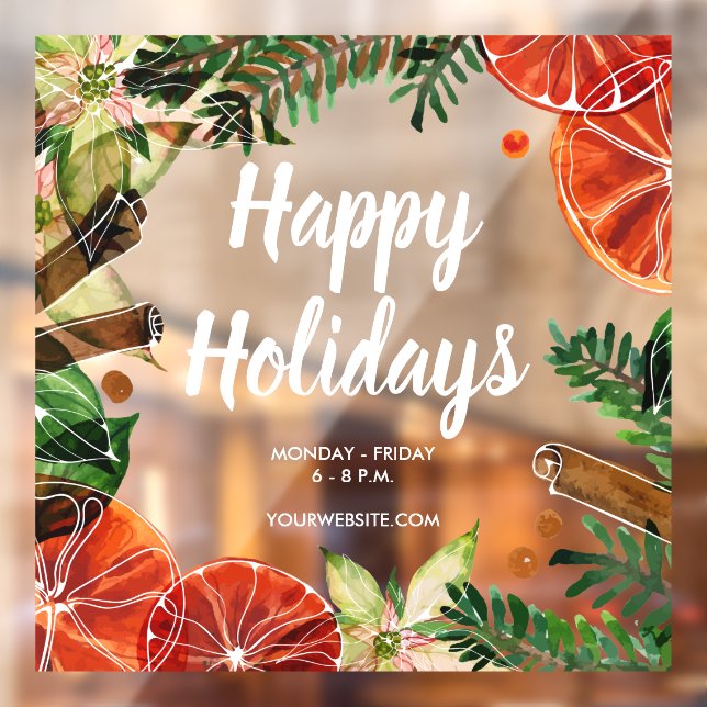 Happy Holidays Orange Cinnamon Fensteraufkleber (Blatt 2)