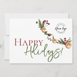 Happy Holidays Orange Kranz-Blätter für das Logo Dankeskarte
