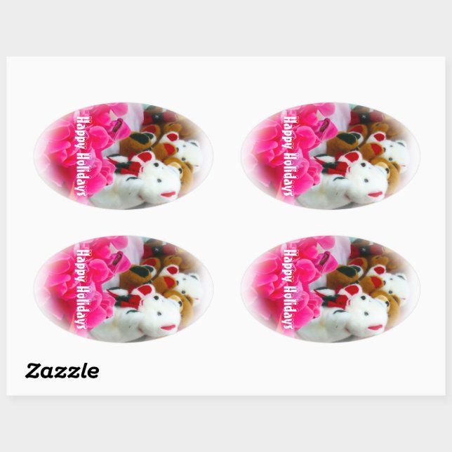 Happy Holidays Ovaler Aufkleber (Blatt)