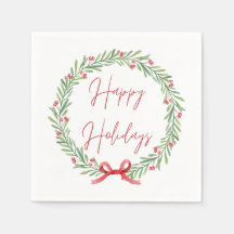 Happy Holidays Paper Napkin