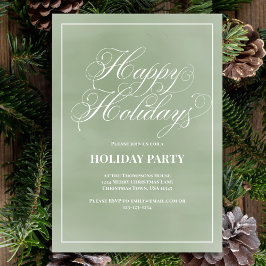 Happy Holidays Party Green Calligraphy Script Einladung
