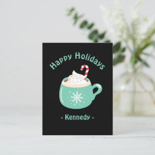 Happy Holidays Pastel Blue Hot Chocolate Cup Postkarte