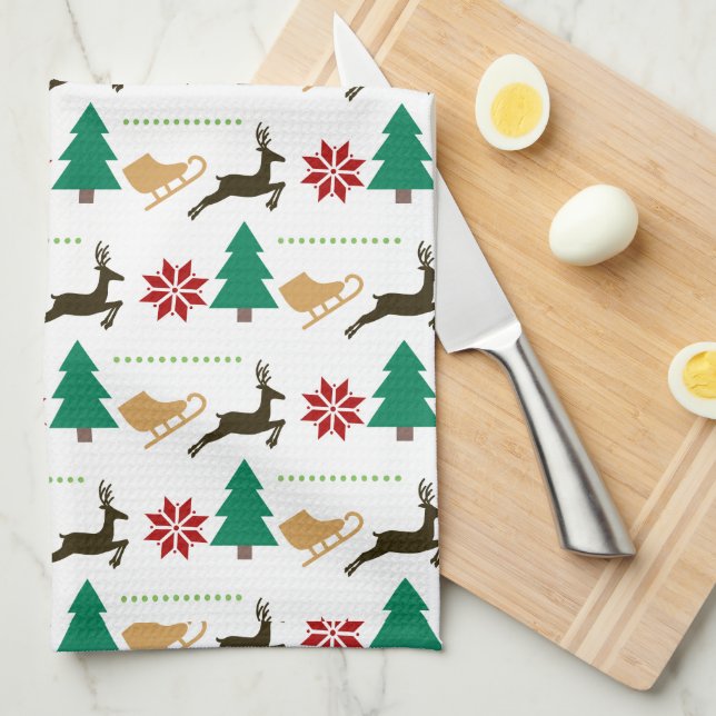 Happy Holidays Pattern Geschirrtuch (Viertel Falte)