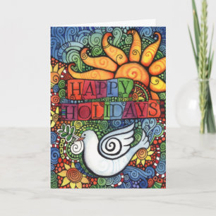 Happy Holidays Peace Dove Christmas Card Feiertagskarte