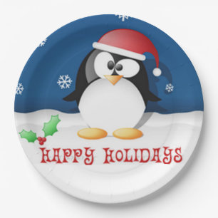 Happy Holidays Penguin Pappteller