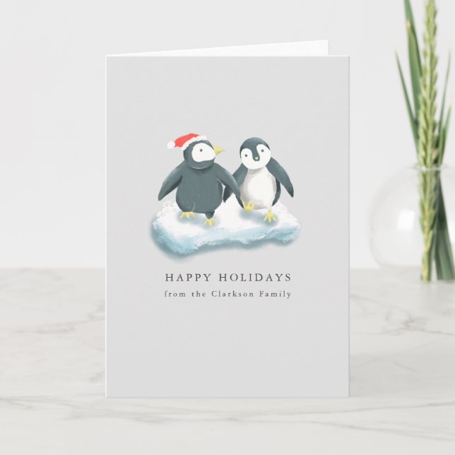 Happy Holidays Penguins Weihnachten (Vorderseite)