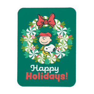 Happy Holidays   Peppermint Candy Wreath Magnet