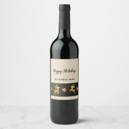 Happy Holidays Personalisiert Gold Rentier Weinetikett