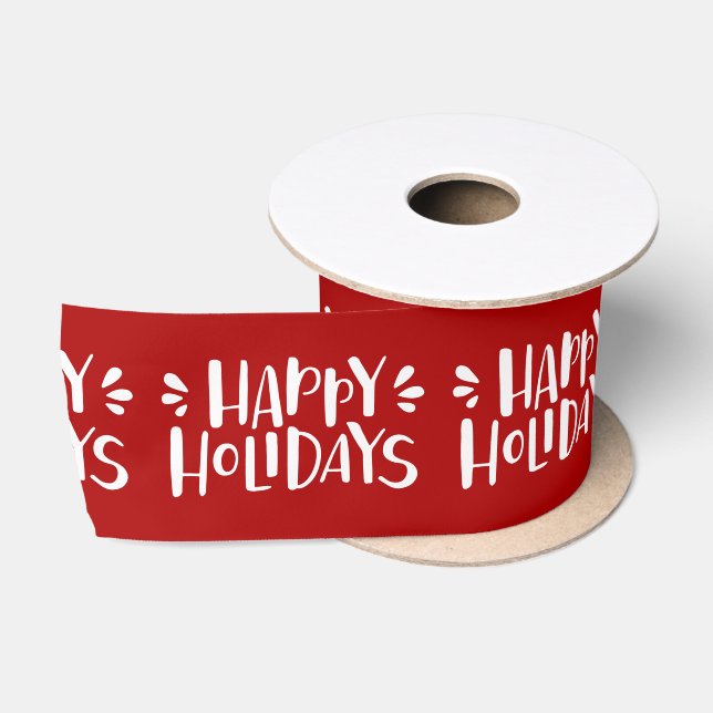 Happy Holidays - Personalisierte Weihnachten Satinband (Spule)