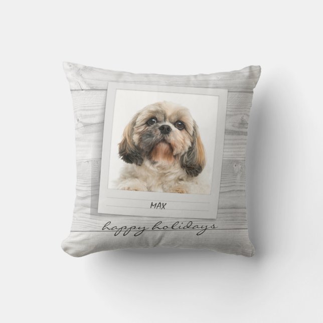 Happy Holidays Pet Foto Rahmen Personalisiert Kissen (Vorderseite)