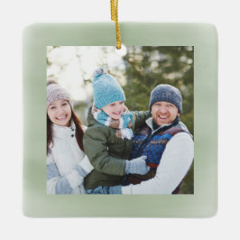 Happy Holidays Photo Green Script Simple Keramikornament