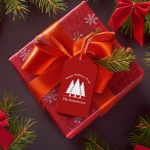 Happy Holidays Pine Trees Land Weihnachten Geschenkanhänger
