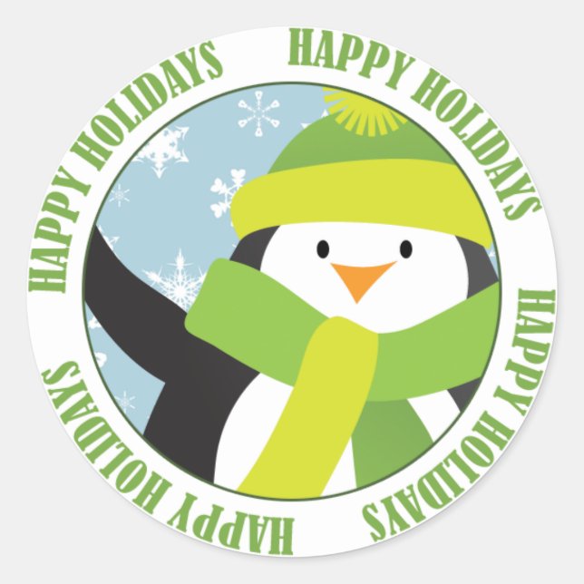 Happy Holidays Pinguin Sticker (Vorderseite)