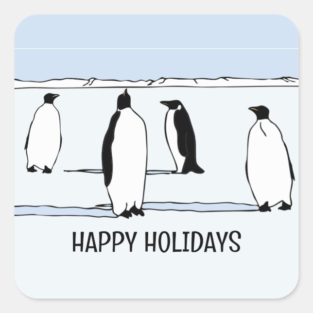Happy Holidays Pinguin Winterweihnachtsfest Cool Quadratischer Aufkleber (Vorderseite)