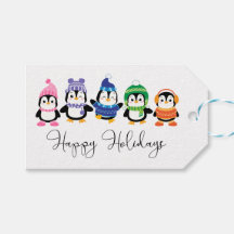 Happy Holidays Pinguine Gift Tags