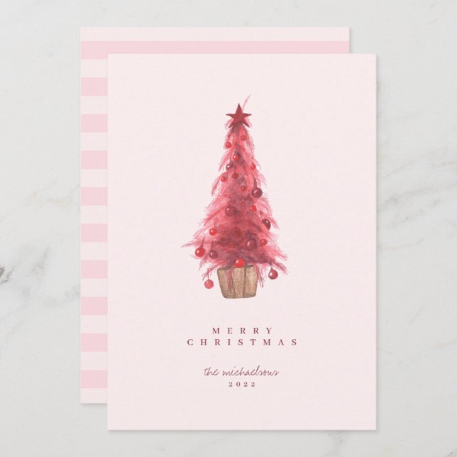 HAPPY HOLIDAYS Pink Christmas Tree (Vorne/Hinten)