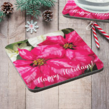 Happy Holidays Pink Poinsettias Floral