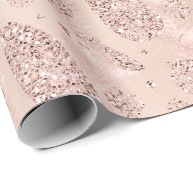 Happy Holidays Pink Rose Glitzer Weihnachtsdekor Geschenkpapier (Rolleneckpunkt)