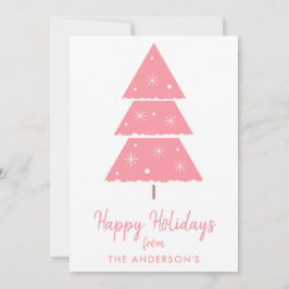 Happy Holidays Pink Weihnachtsbaum Schneeflocken Feiertagskarte