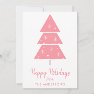 Happy Holidays Pink Weihnachtsbaum Schneeflocken Feiertagskarte
