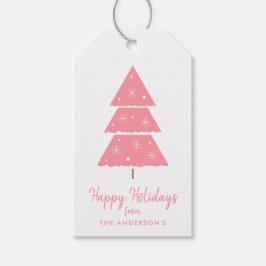 Happy Holidays Pink Weihnachtsbaum Schneeflocken Geschenkanhänger