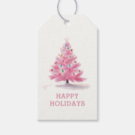 Happy Holidays Pink Weihnachtsbaum Urlaub Geschenkanhänger