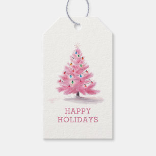 Happy Holidays Pink Weihnachtsbaum Urlaub Geschenkanhänger