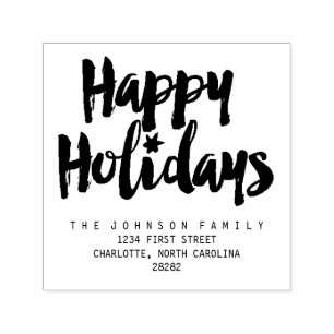 Happy Holidays Pinselschrift personalisieren Permastempel
