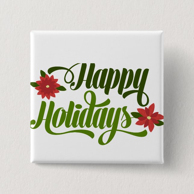 Happy Holidays Poinsettia Button (Vorderseite)