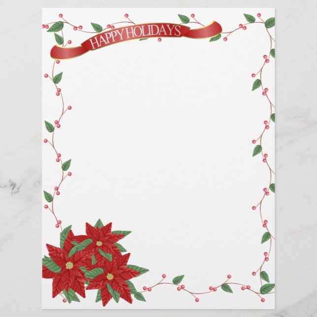 Happy Holidays Poinsettia Letterhead (Vorderseite)