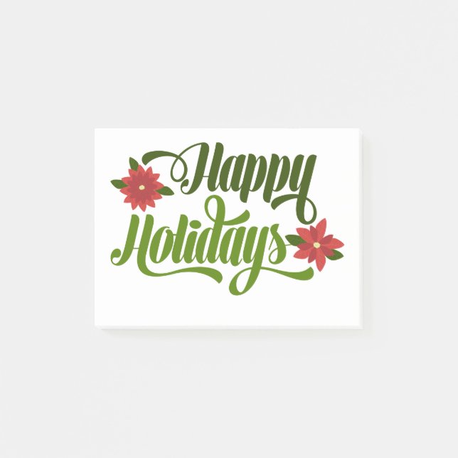 Happy Holidays Poinsettia Post It Notes Post-it Klebezettel (Vorderseite)