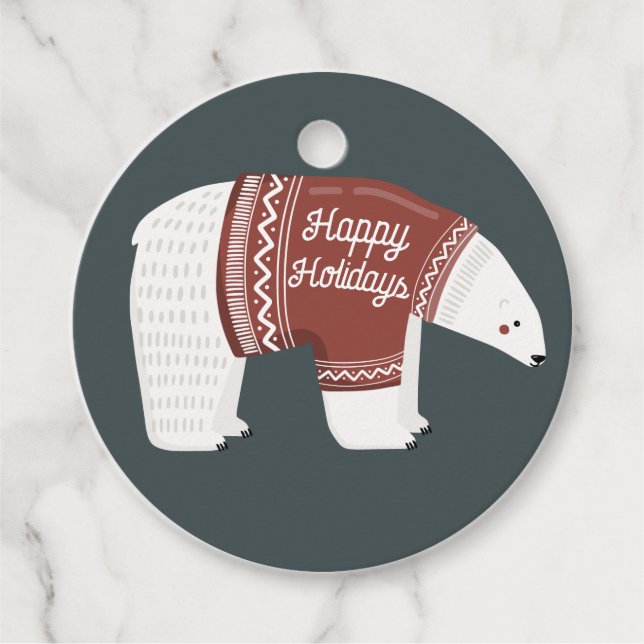 Happy Holidays Polar Bear Geschenkanhänger (Vorderseite)