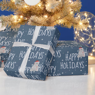 Happy Holidays Polar Bear On Stars Geschenkpapier