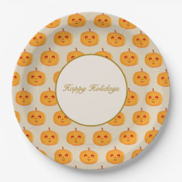 Happy Holidays Pumpkin Faces Pappteller