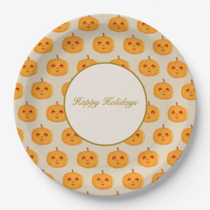 Happy Holidays Pumpkin Faces Pappteller