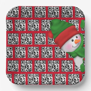 Happy Holidays QR Codes mit Snowman Pappteller