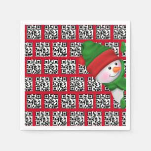 Happy Holidays QR Codes mit Snowman Serviette