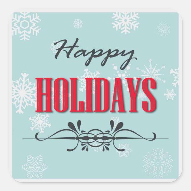 Happy Holidays Quadratischer Aufkleber (Vorderseite)