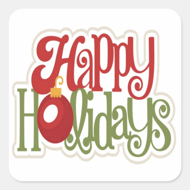 Happy Holidays Quadratischer Aufkleber (Vorderseite)