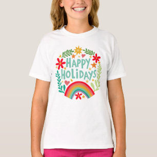 Happy Holidays Rainbow Niedlich Hand gezeichnet fa T-Shirt