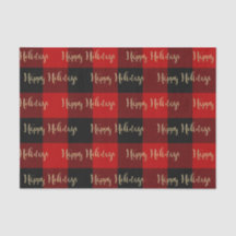 Happy Holidays Red Black Buffalo Kariertes Muster