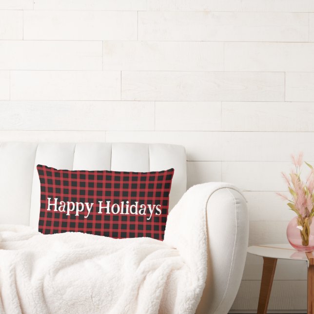 Happy Holidays Red Buffalo Kariert Lendenkissen (Liege)