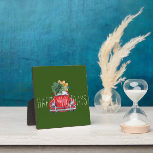 Happy Holidays Red Car individuell anpassbare Tabl Fotoplatte